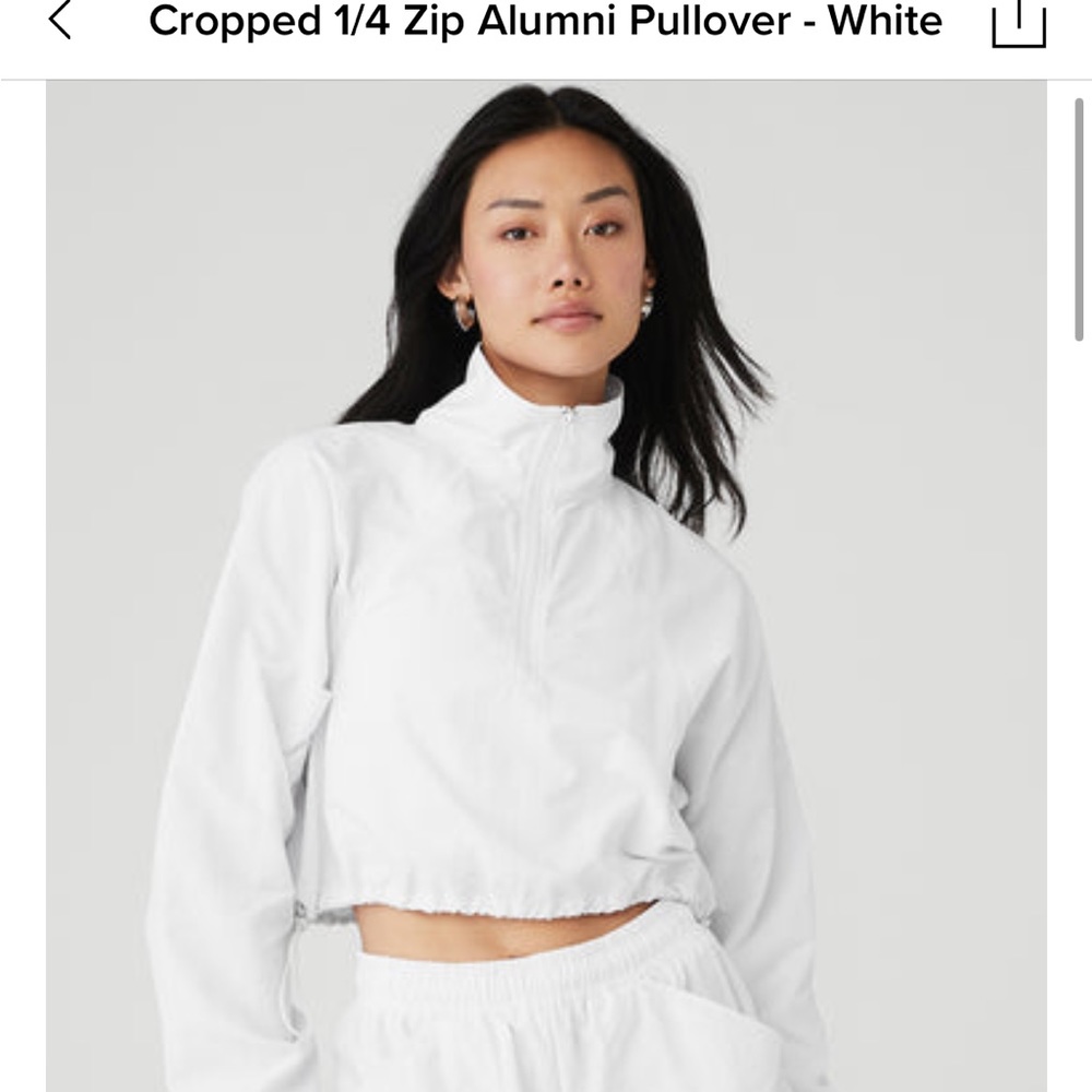 *BNWT* Cropped 1/4 Zip Alumni Pullover - White (Size Medium)
